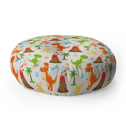 Avenie Dinosaur Pattern T Rex Floor Pillow Round