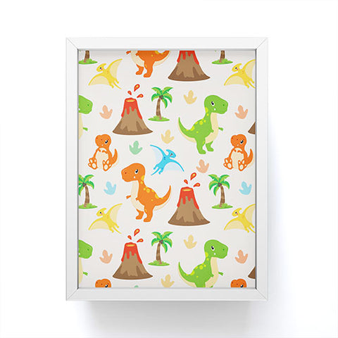 Avenie Dinosaur Pattern T Rex Framed Mini Art Print