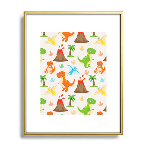 Avenie Dinosaur Pattern T Rex Metal Framed Art Print