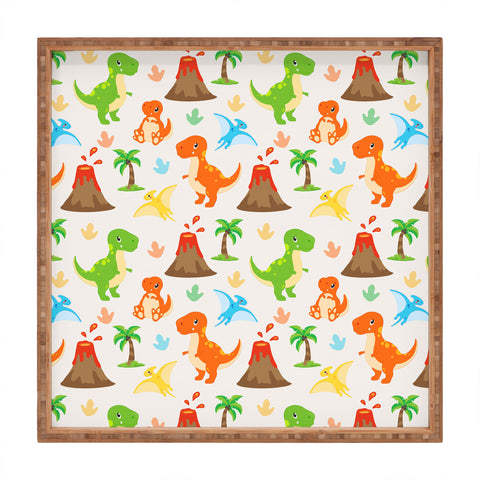 Avenie Dinosaur Pattern T Rex Square Tray