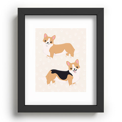 Avenie Dog Pattern Corgi Recessed Framing Rectangle