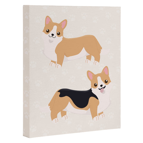 Avenie Dog Pattern Corgi Art Canvas