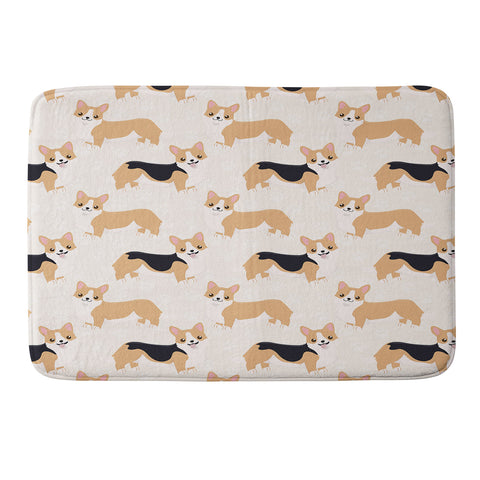 Avenie Dog Pattern Corgi Memory Foam Bath Mat