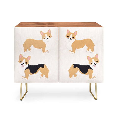 Avenie Dog Pattern Corgi Credenza