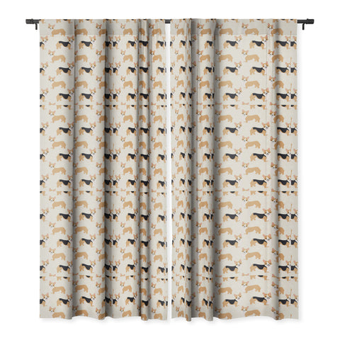 Avenie Dog Pattern Corgi Blackout Window Curtain