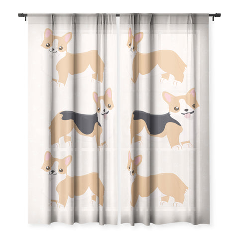 Avenie Dog Pattern Corgi Sheer Non Repeat