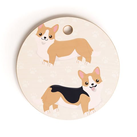 Avenie Dog Pattern Corgi Cutting Board Round