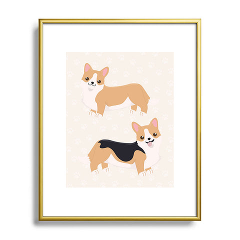 Avenie Dog Pattern Corgi Metal Framed Art Print