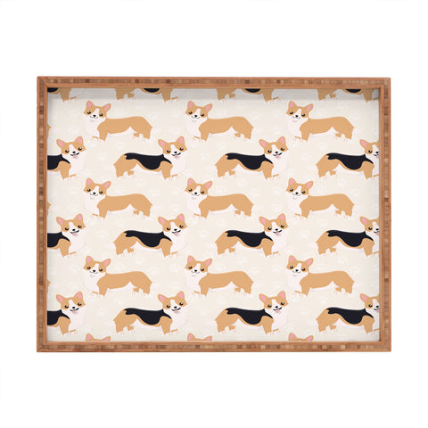 Avenie Dog Pattern Corgi Rectangular Tray