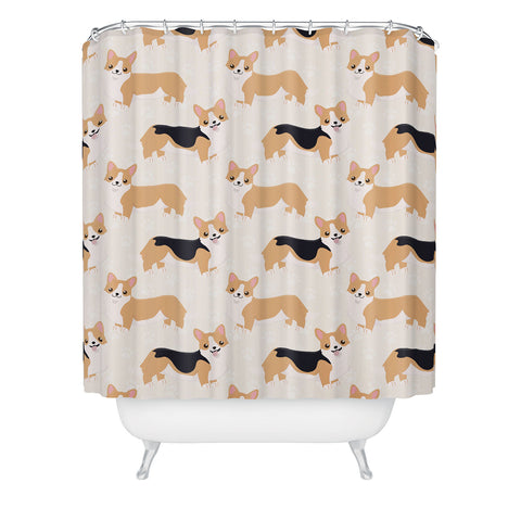 Avenie Dog Pattern Corgi Shower Curtain