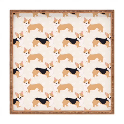 Avenie Dog Pattern Corgi Square Tray