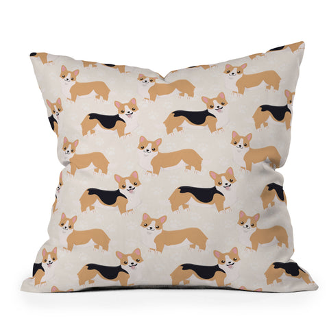 Avenie Dog Pattern Corgi Throw Pillow