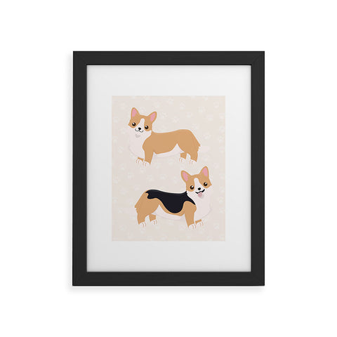 Avenie Dog Pattern Corgi Framed Art Print