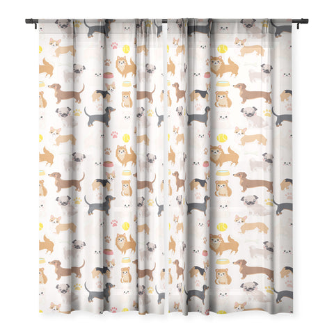Avenie Dog Pattern Sheer Non Repeat