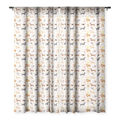 Avenie Dog Pattern Sheer Window Curtain