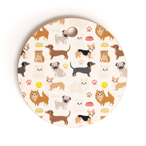 Avenie Dog Pattern Cutting Board Round