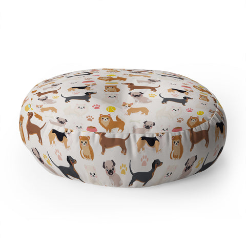 Avenie Dog Pattern Floor Pillow Round