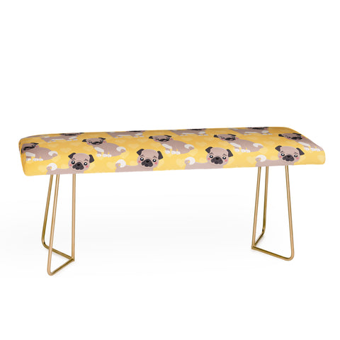 Avenie Dog Pattern Pugs Bench