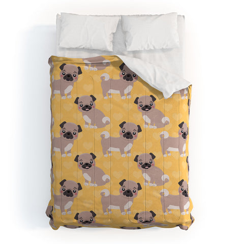 Avenie Dog Pattern Pugs Comforter