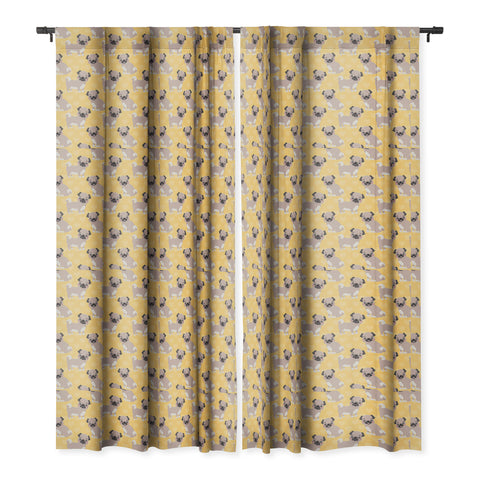 Avenie Dog Pattern Pugs Blackout Window Curtain
