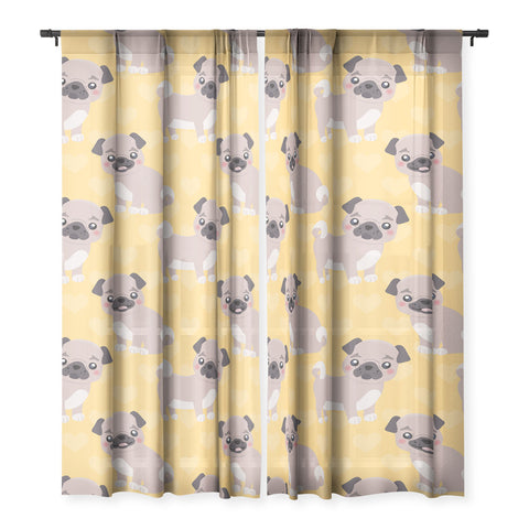 Avenie Dog Pattern Pugs Sheer Non Repeat