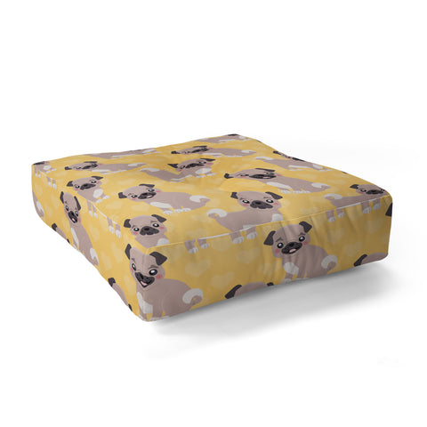 Avenie Dog Pattern Pugs Floor Pillow Square