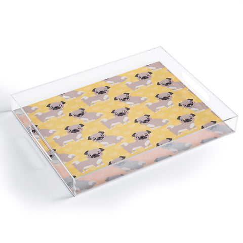 Avenie Dog Pattern Pugs Acrylic Tray