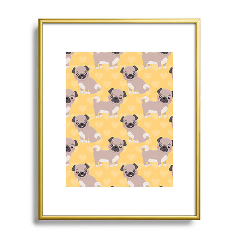 Avenie Dog Pattern Pugs Metal Framed Art Print