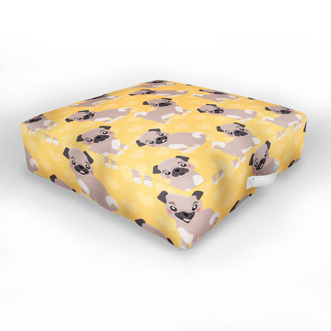 Avenie Dog Pattern Pugs Outdoor Floor Cushion