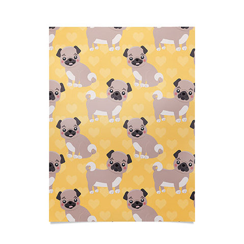 Avenie Dog Pattern Pugs Poster