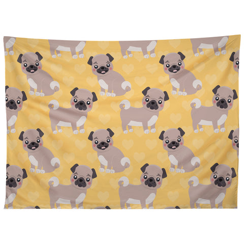 Avenie Dog Pattern Pugs Tapestry