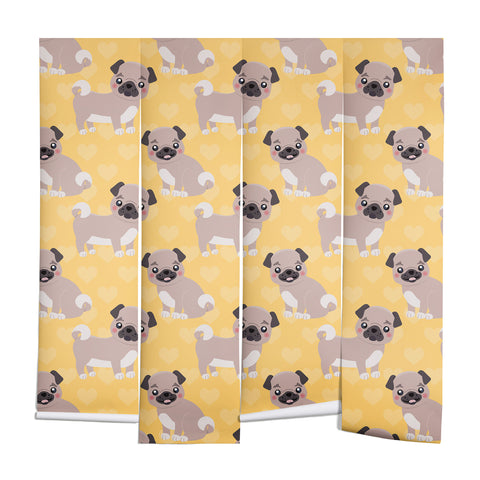 Avenie Dog Pattern Pugs Wall Mural