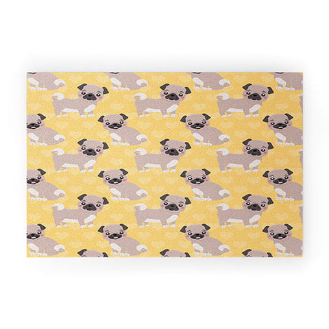 Avenie Dog Pattern Pugs Welcome Mat
