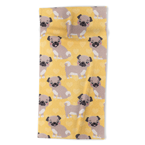 Avenie Dog Pattern Pugs Beach Towel