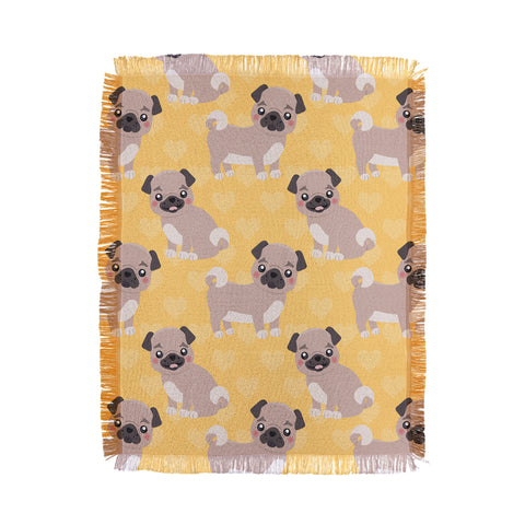 Avenie Dog Pattern Pugs Throw Blanket