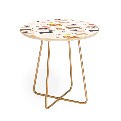 Avenie Dog Pattern Round Side Table