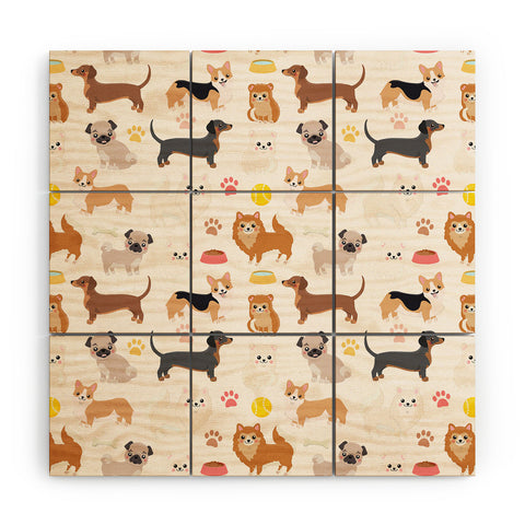 Avenie Dog Pattern Wood Wall Mural