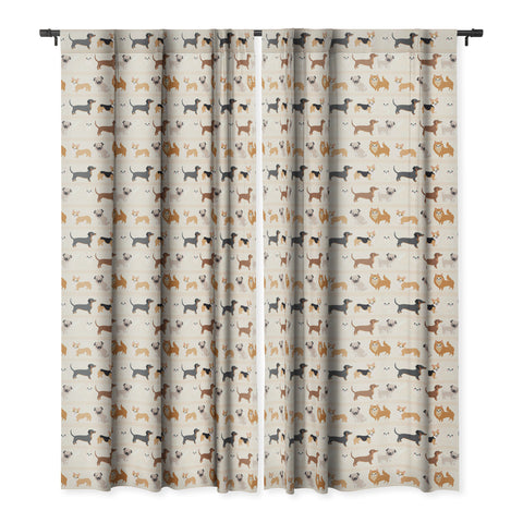 Avenie Dogs n a Row Pattern Blackout Window Curtain