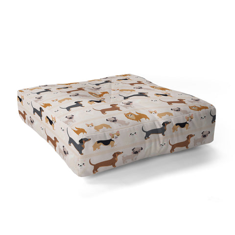 Avenie Dogs n a Row Pattern Floor Pillow Square