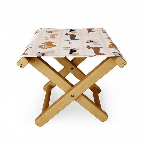 Avenie Dogs n a Row Pattern Folding Stool