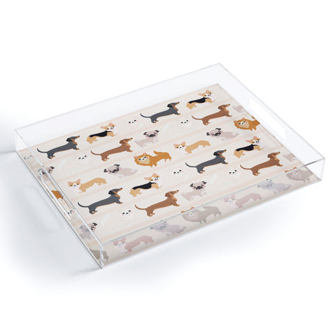 Avenie Dogs n a Row Pattern Acrylic Tray