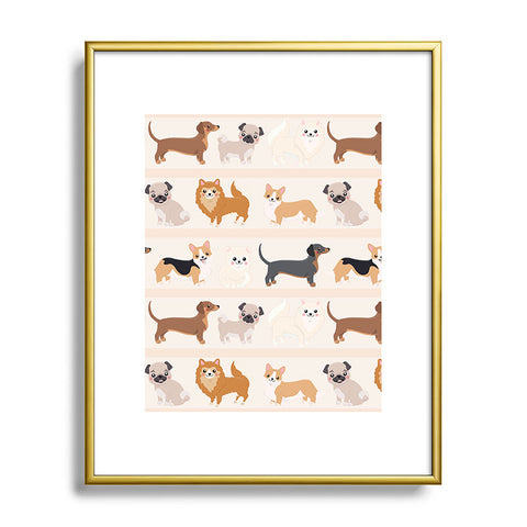 Avenie Dogs n a Row Pattern Metal Framed Art Print