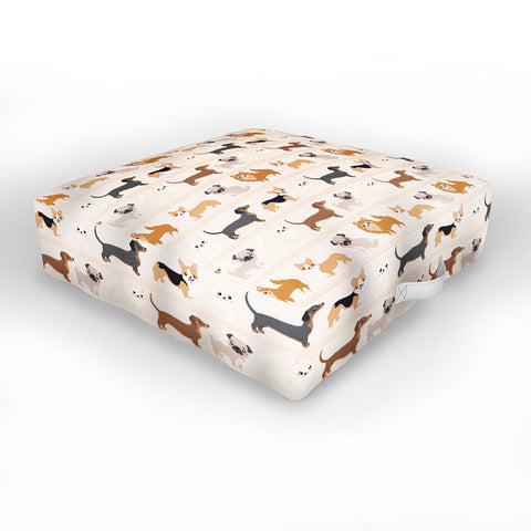 Avenie Dogs n a Row Pattern Outdoor Floor Cushion