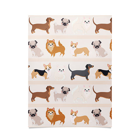 Avenie Dogs n a Row Pattern Poster