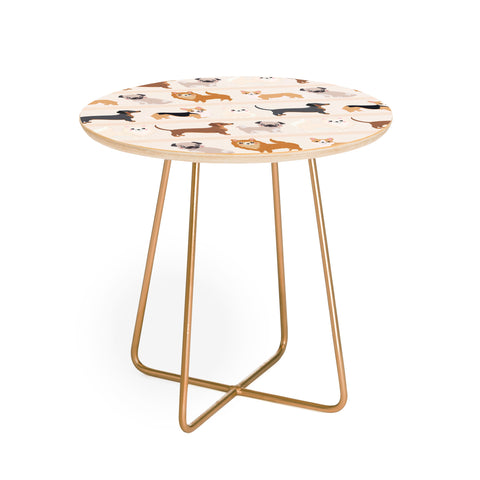 Avenie Dogs n a Row Pattern Round Side Table
