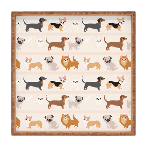 Avenie Dogs n a Row Pattern Square Tray