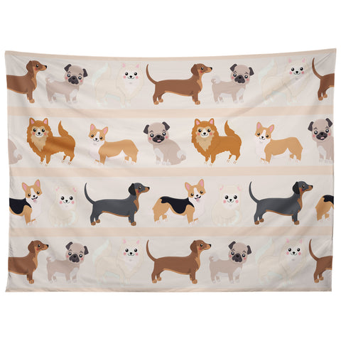 Avenie Dogs n a Row Pattern Tapestry
