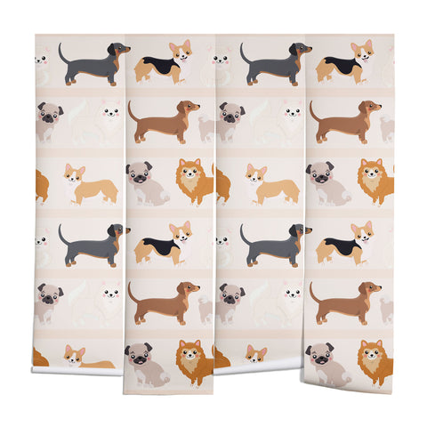 Avenie Dogs n a Row Pattern Wall Mural