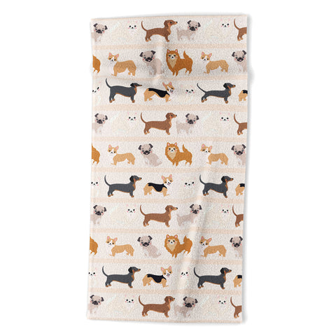 Avenie Dogs n a Row Pattern Beach Towel