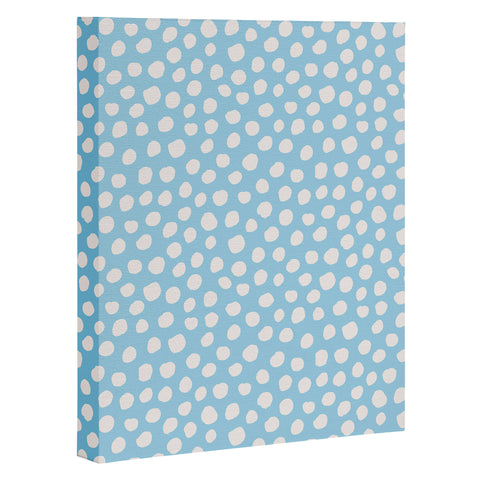 Avenie Dots Pattern Blue Art Canvas